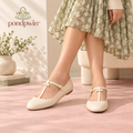 pondpwin™  Ribbon Gate T-Strap Mary Jane Shoes for Women — Square-Toe Flats with Bow Detail
